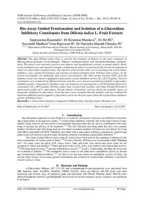 Pdf Bio Assay Guided Fractionation And Isolation Of α Glucosidase