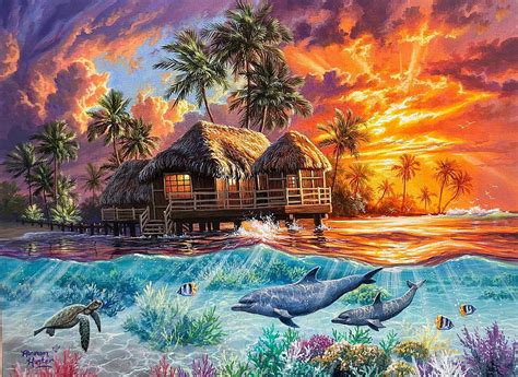 Dolphin Painting Sunset