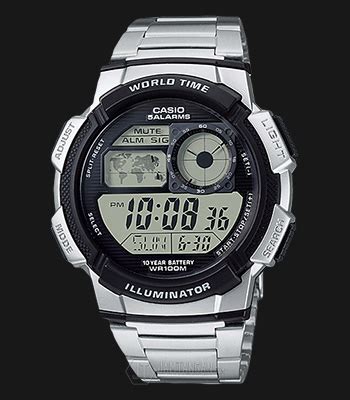 Casio General AE 1000WD 1AVDF 10 Digital Dial Stainless Steel Band