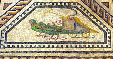 Roman Mosaic Showing Parrots Pulling Two Wheeled Chariot Imperium Romanum