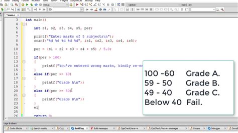 Student Grade Calculation Using Else If Clause C Program YouTube