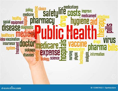 Public Health Word Cloud And Hand With Marker Concept Stock