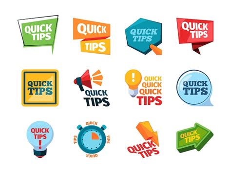 Premium Vector Quick Tips Promo Labels Idea Reminder Stickers