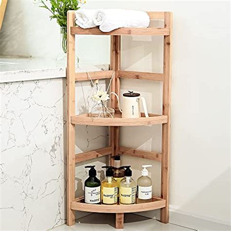 GREEHOMEDE 3 Tier Bamboo Corner Shelf Storage Rack Free Standing