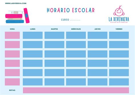 Descarga La Plantilla Del Horario Escolar Para Niños Y Niñas Free