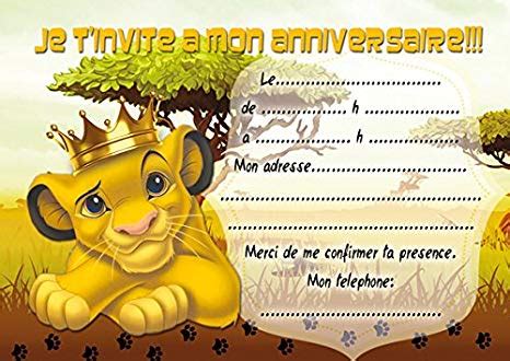 Carte Invitation Anniversaire Le Roi Lion Elevagequalitetouraine