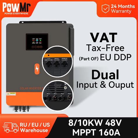 POWMR 48V 8KW 10KW MPPT 160A Grid Tie Hybrid Solar Inverter Dual PV