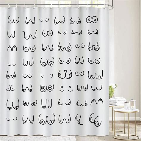 Buy Funny Shower Curtain For Bathroom Fun Boobs Nude Female Body