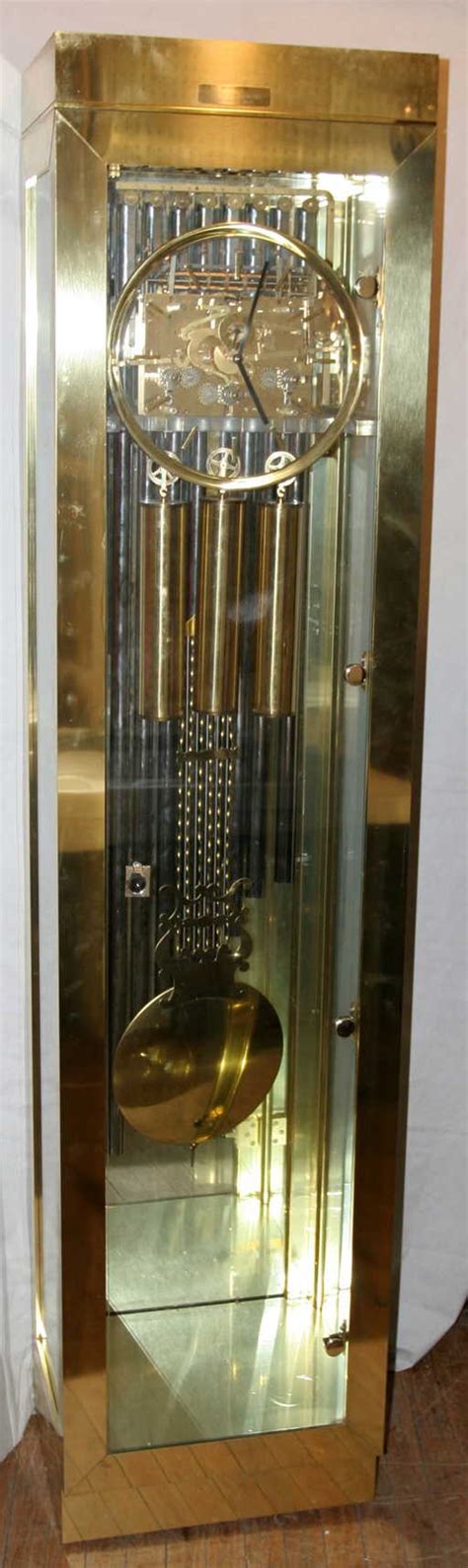 092106 Howard Miller Brass And Glass Grandfather Clock