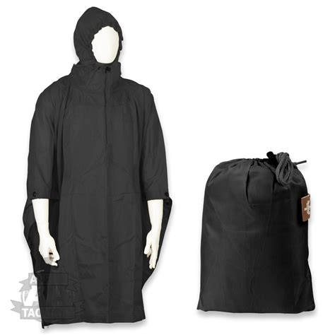 US ARMY STYLE WATERPROOF RIPSTOP PONCHO BASHA MILITARY NYLON BLACK