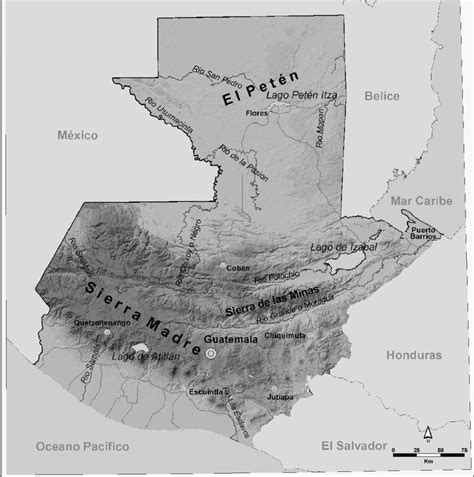 Mapa En Relieve De Guatemala