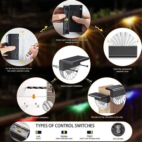 4 Lamp Solar Outdoor Garden Led Outdoor Wall Light Warm White+rgb Color