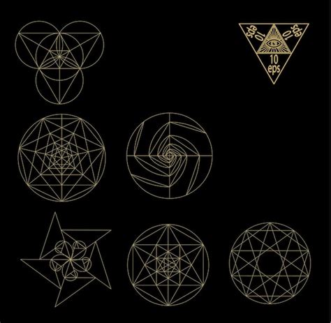 Símbolos Y Signos De Geometría Sagrada Ilustración Vectorial Tatuaje Hipster Símbolo De La Flor