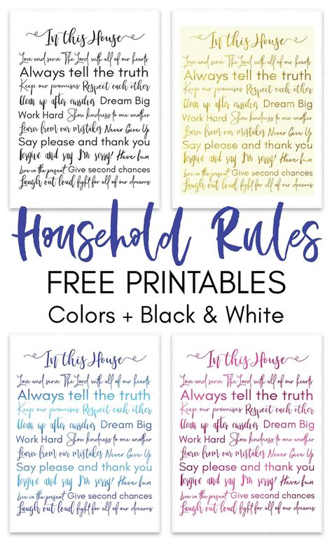 Printable House Rules For Guests