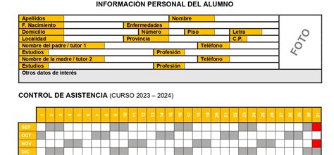 Registro Faltas Curso Ficha Del Estudiante Imagenes