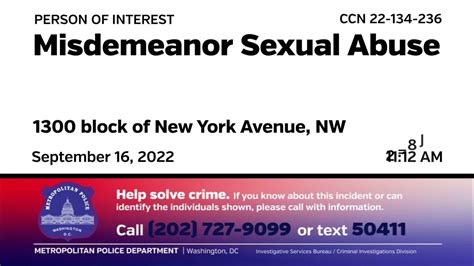 Person Of Interest In Misdemeanor Sexual Abuse 1300 Bo New York Ave