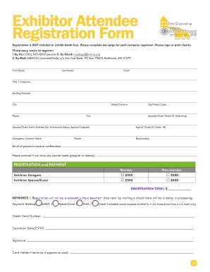 Fillable Online Exhibitor Attendee Registration Form Nrmca Org Fax