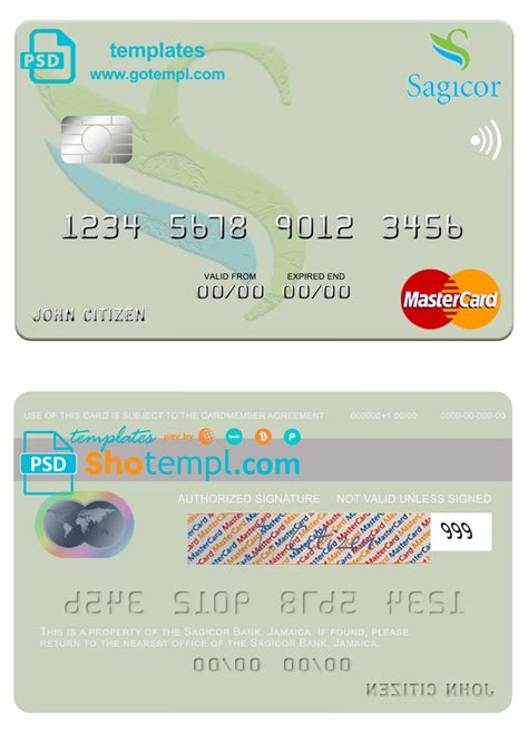 Jamaica Sagicor Bank Mastercard Fully Editable Template In Psd Format