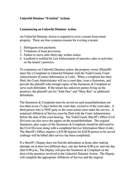 Fillable Online Unlawful Detainer Eviction Actions Fax Email Print Pdffiller