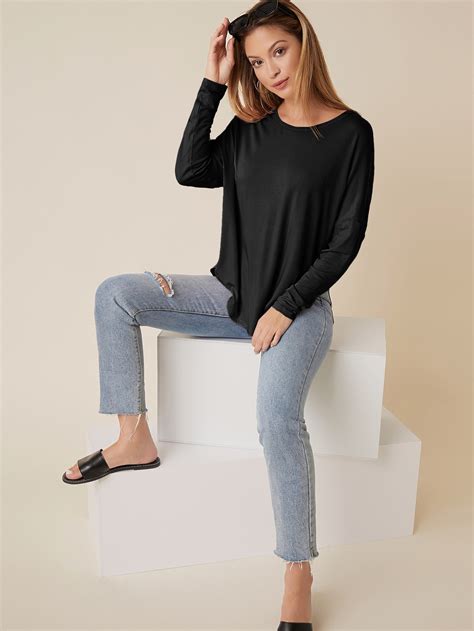 Shein Basics Drop Shoulder Oversized Tee Shein Usa