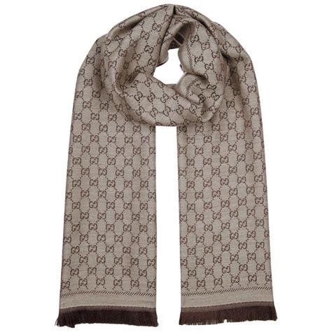 Gucci Gg Jacquard Wool Scarf In Beige Natural Lyst