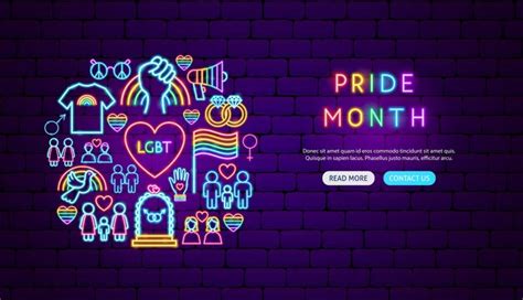 Premium Vector Pride Month Neon Banner Design