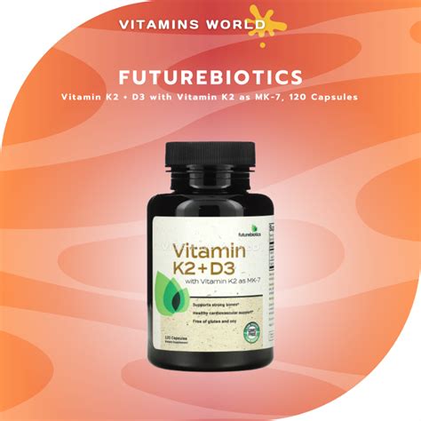 FutureBiotics Vitamin K2 D3 With Vitamin K2 As MK 7 120 Capsules V