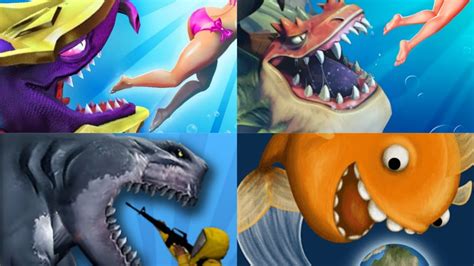 Hungry Shark World And Evolution Vs Sharkosaurus Rampage Vs Tasty Blue 2023 All Shark Unlocked