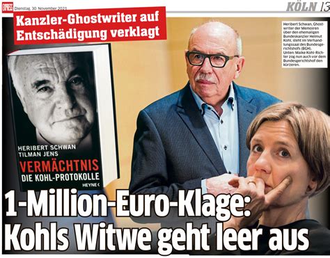 1 Millionen Euro Klage Kohls Witwe Geht Leer Aus Dr Heribert Schwan