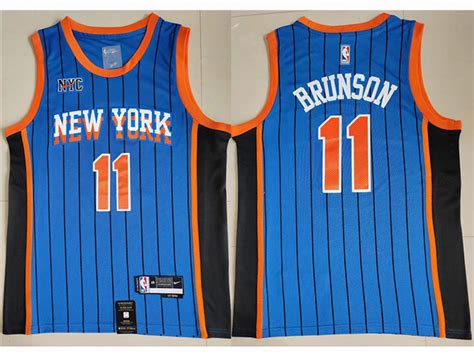 New York Knicks 11 Jalen Brunson 2023 24 Blue City Edition Swingman