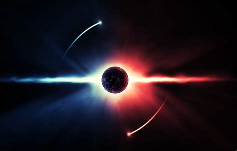 Wallpaper red, eclipse, blue, stars images for desktop, section космос - download