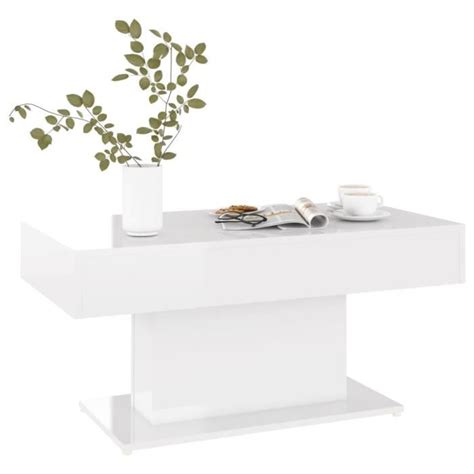 Zerodis Table Basse Blanc Brillant X X Cm Agglom R Xo