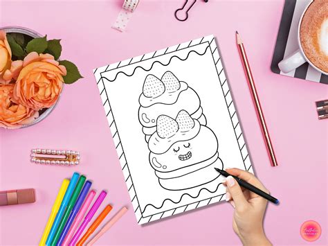 Kawaii Food Coloring Pages Cute Food Coloring Pages Kawaii Etsy