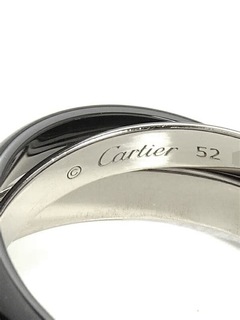 【cartier】【仕上済】カルティエ『k18wg トリニティ リング ブラックセラミック クラシック』12号 1週間保証【中古