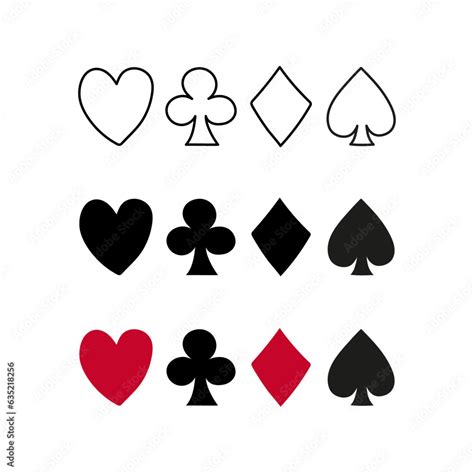 Playing Cards Icons Set Playing Card Suits Hearts Clubs Diamonds And