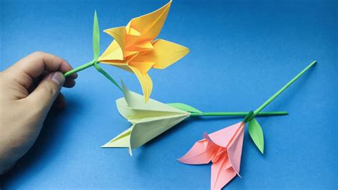 Easy Origami Lily Flower How To Make A Paper Lily Diy Paper Flowers Tutorial Youtube