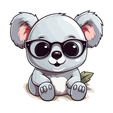 Lindo Koala Feliz Con Gafas De Sol Vector Premium