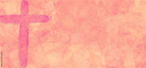 Pink Cross Orange Textured Polygon Painting Worship Slide Background