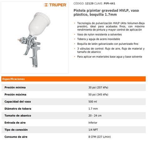 Grupo Ferretero Chc Pistola P Pintar Gravedad Hvlp Vaso Pl Stico