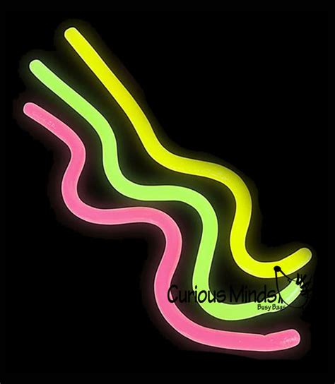 Glow In The Dark Stretch String Fidget Toy Worm Noodle Strings Fidget Curious Minds Busy Bags