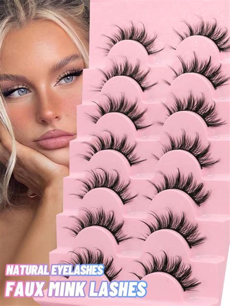 GROINNEYA Manga Lashes 7 Pairs Faux Mink Eyelashes Natural Look Fluffy