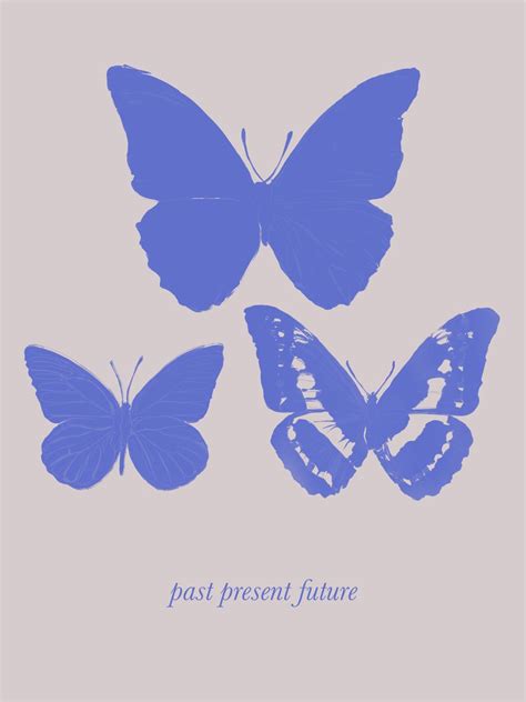 Three Blue Butterflies With The Words Past Present Future