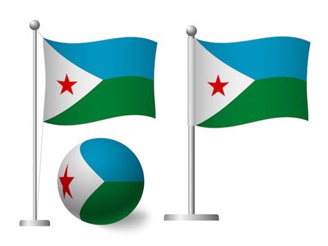 Premium Vector Djibouti Flag On Pole And Ball Icon