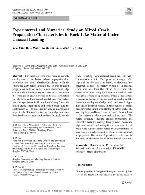 Experimental And Numerical Study On Mixed Crack Propagation