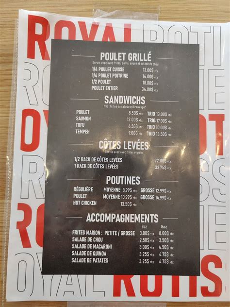 Menu Au Royal R Tisserie Moderne Restaurant Montr Al