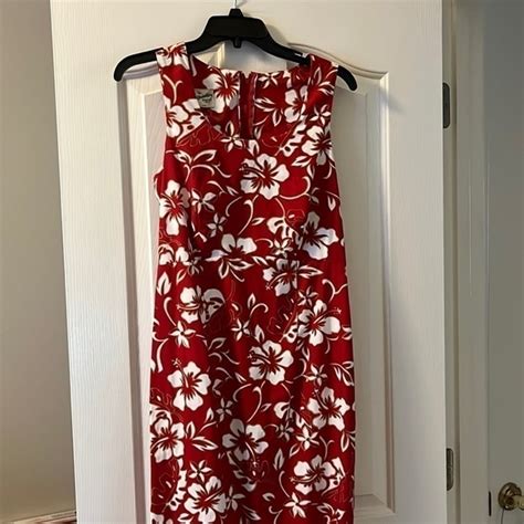 Hilo Hattie Dresses Hilo Hattie Maxi Aline Red White And Tan Dress Size Poshmark