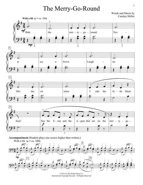 The Merry Go Round By Carolyn Miller Sheet Music For Educational Piano