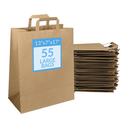 Reli Paper Grocery Bags With Handles 55 Pcs Bulk 13 X7 X17