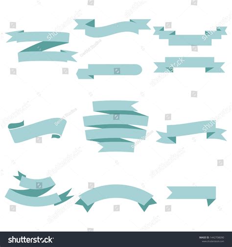 Blue Ribbon Set Inisolated White Background Stock Vector Royalty Free