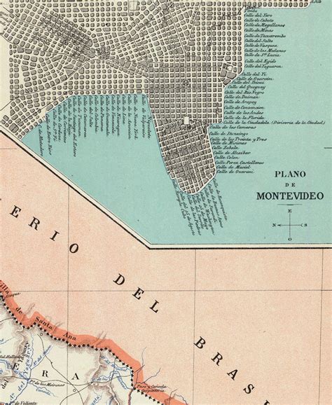 Old Map Uruguay and Montevideo South America Antique Map 1888 - Etsy